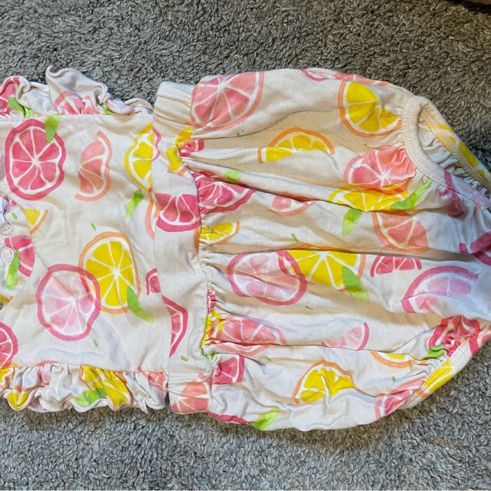 Angel Dear Pink and Yellow Citrus Romper